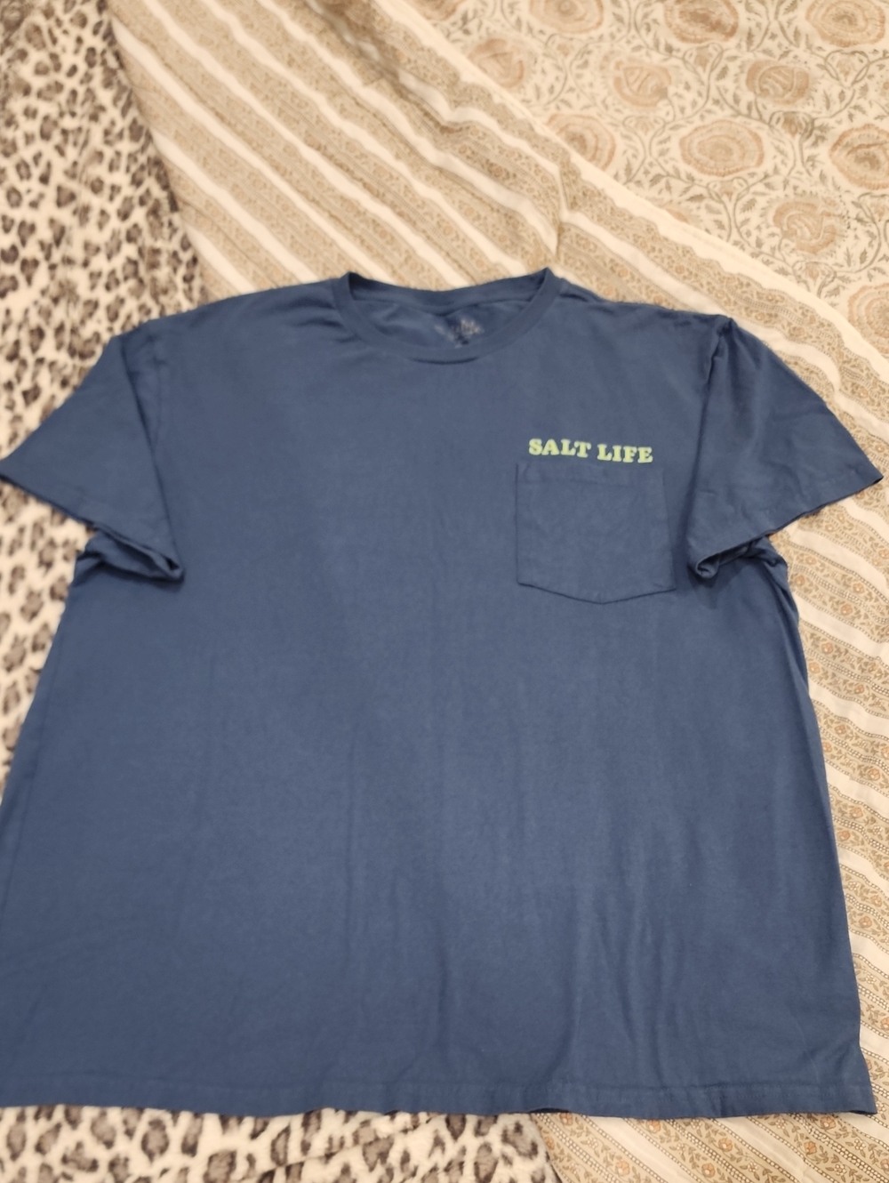 Salt Life Navy Tee with Lime Chest Logo